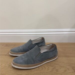 Tod's Blue Suede Slip-On Loafers